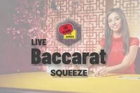 Baccarat Squeeze logo by Evolution at Cleobetra Casino